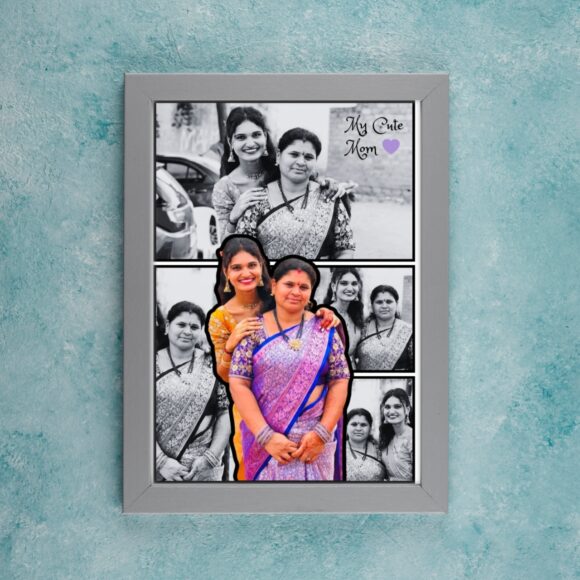 Elegant Black & White Mother's Day Collage Frame