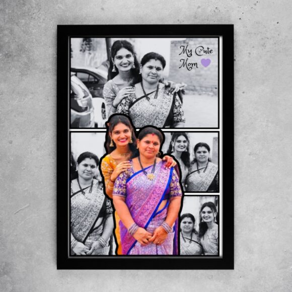 Elegant Black & White Mother's Day Collage Frame - Image 2